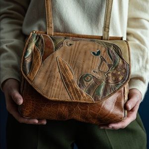 Vintage Sharif Panther leather snakeskin handbag